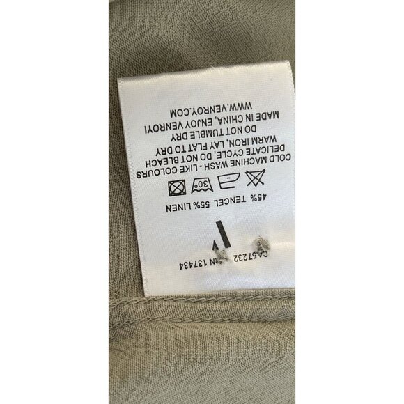 VENROY Linen Blend Button-up henley shirt tunic long sleeve pale sage  Size Med - Picture 10 of 10